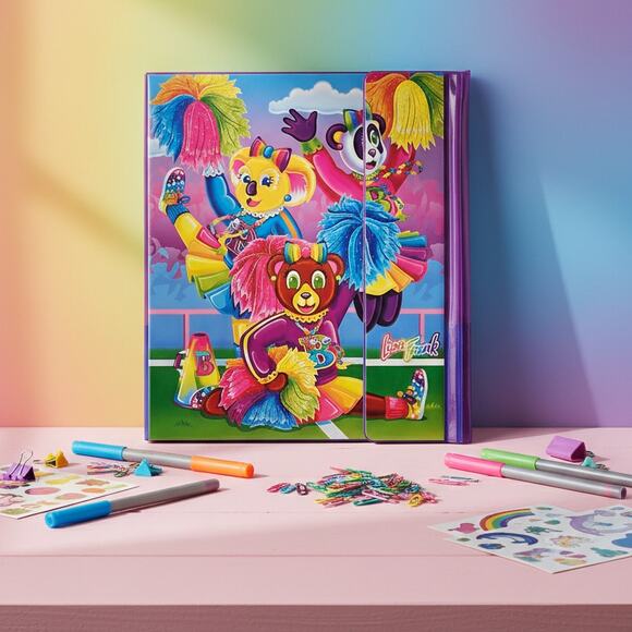 Vintage Lisa Frank Tri-Fold Binder Set – Cheer Bear Design – 1990s Collectible - Picture 2 of 13
